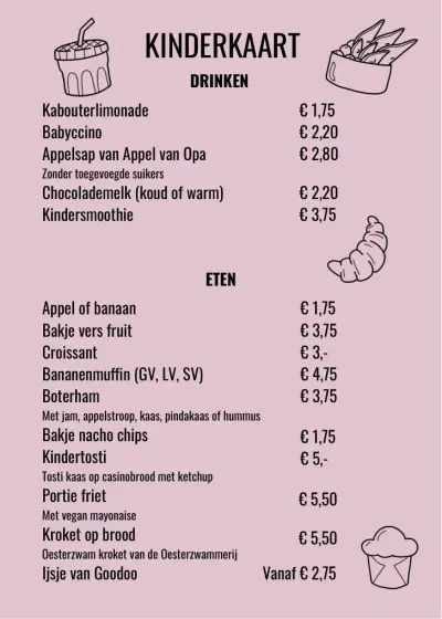 View menu Kweekcafé