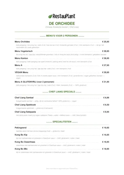 View menu De Orchidee
