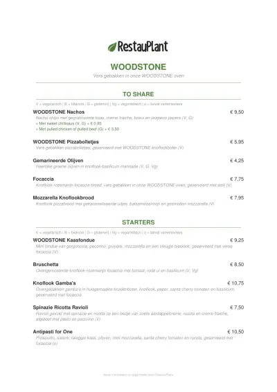Bekijk menu WOODSTONE - Haarlem