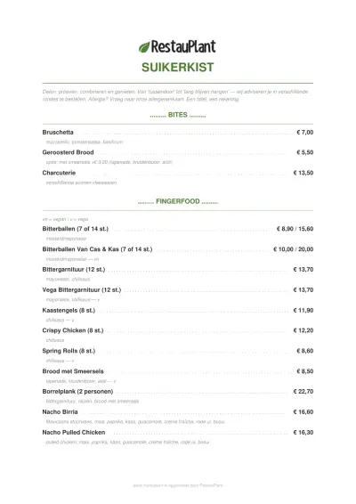 View menu Suikerkist