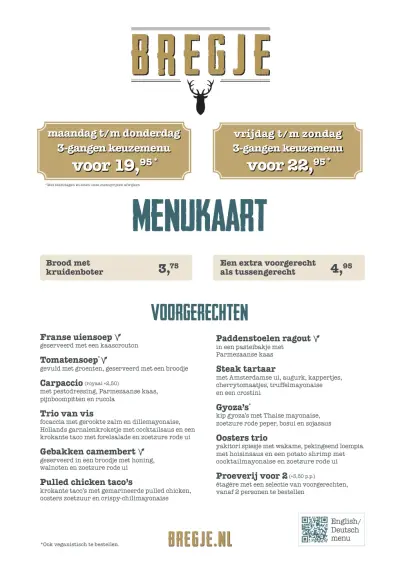 View menu Proeflokaal Bregje - Breda