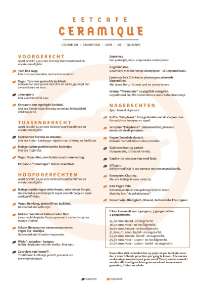 View menu Eetcafe Ceramique