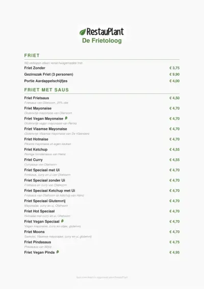 Bekijk menu De Frietoloog