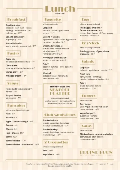 View menu De Bruine Boon