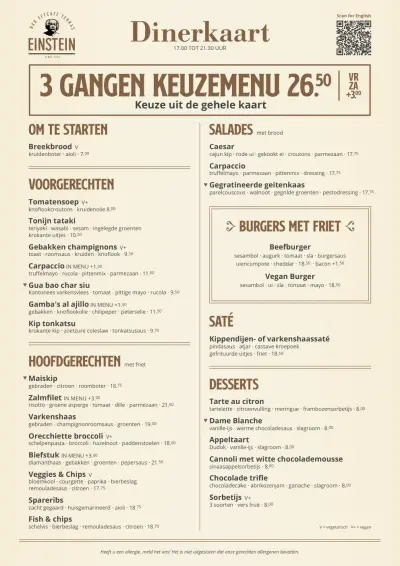 Bekijk menu Einstein Leiden