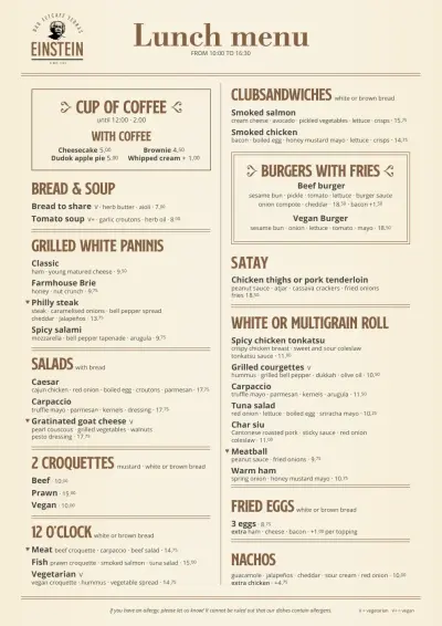 Bekijk menu Einstein Leiden