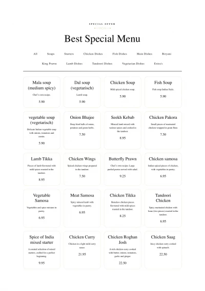 Bekijk menu Spice of India