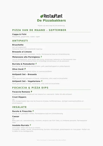 Bekijk menu De Pizzabakkers - Zwolle
