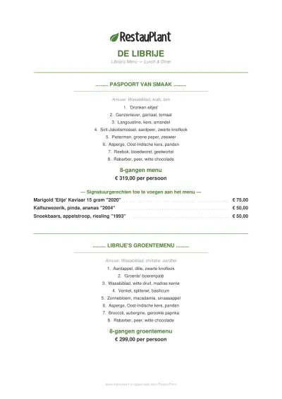 View menu De Librije