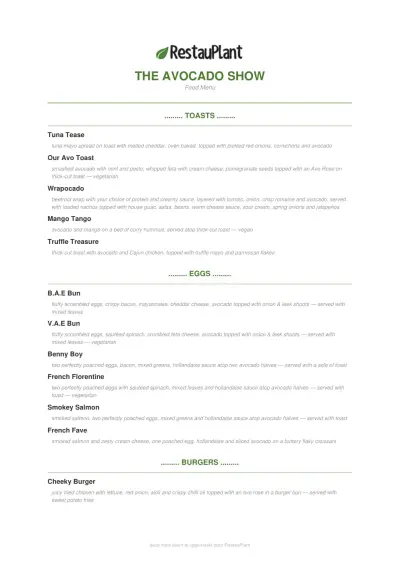 Bekijk menu The Avocado Show To Go