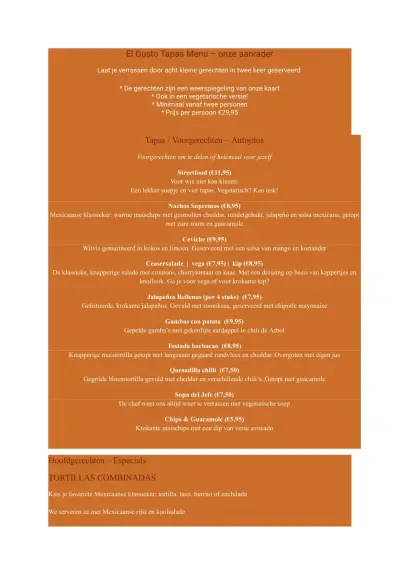 Bekijk menu La Cucaracha