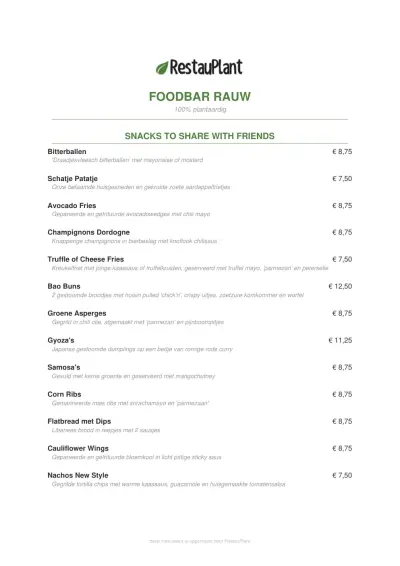 Bekijk menu Foodbar RAUW
