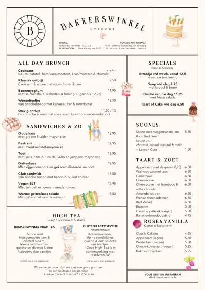 View menu Bakkerswinkel - Utrecht