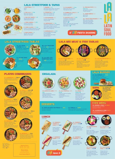 View menu LALA Latin soul food