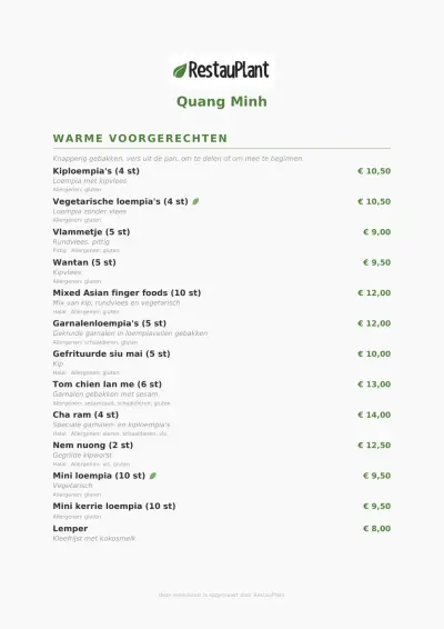 Bekijk menu Quang Minh